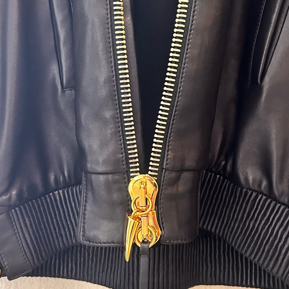 GIUSEPPE ZANOTTI HOODED NAPPA LEATHER BOMBER JACKET with Crystal Chains - Picture 14 of 16